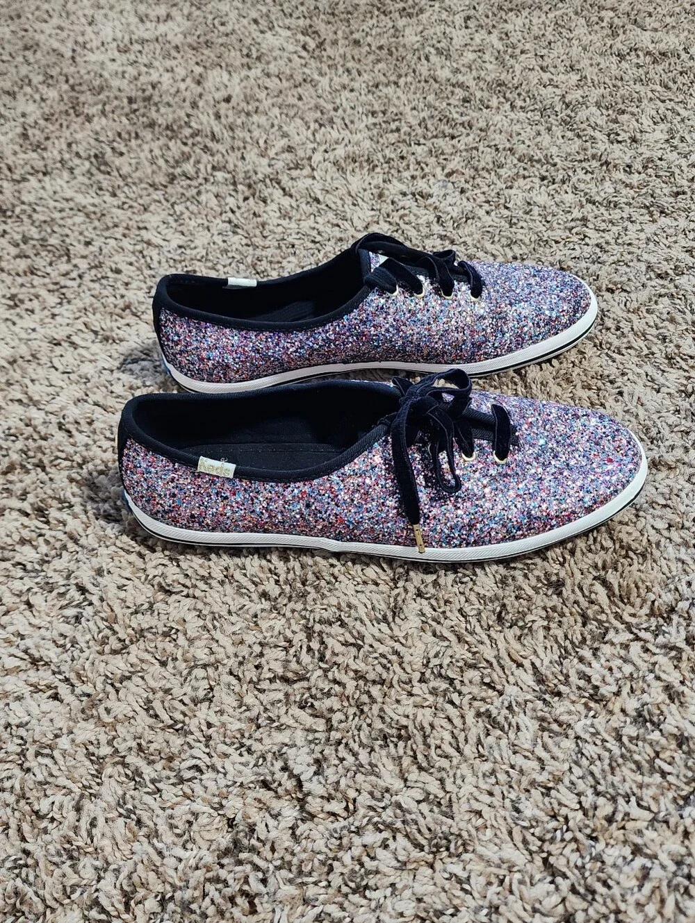 Keds X Kate Spade New York Champion Multicolor Glitter Sneakers Velvet Laces 7.5
